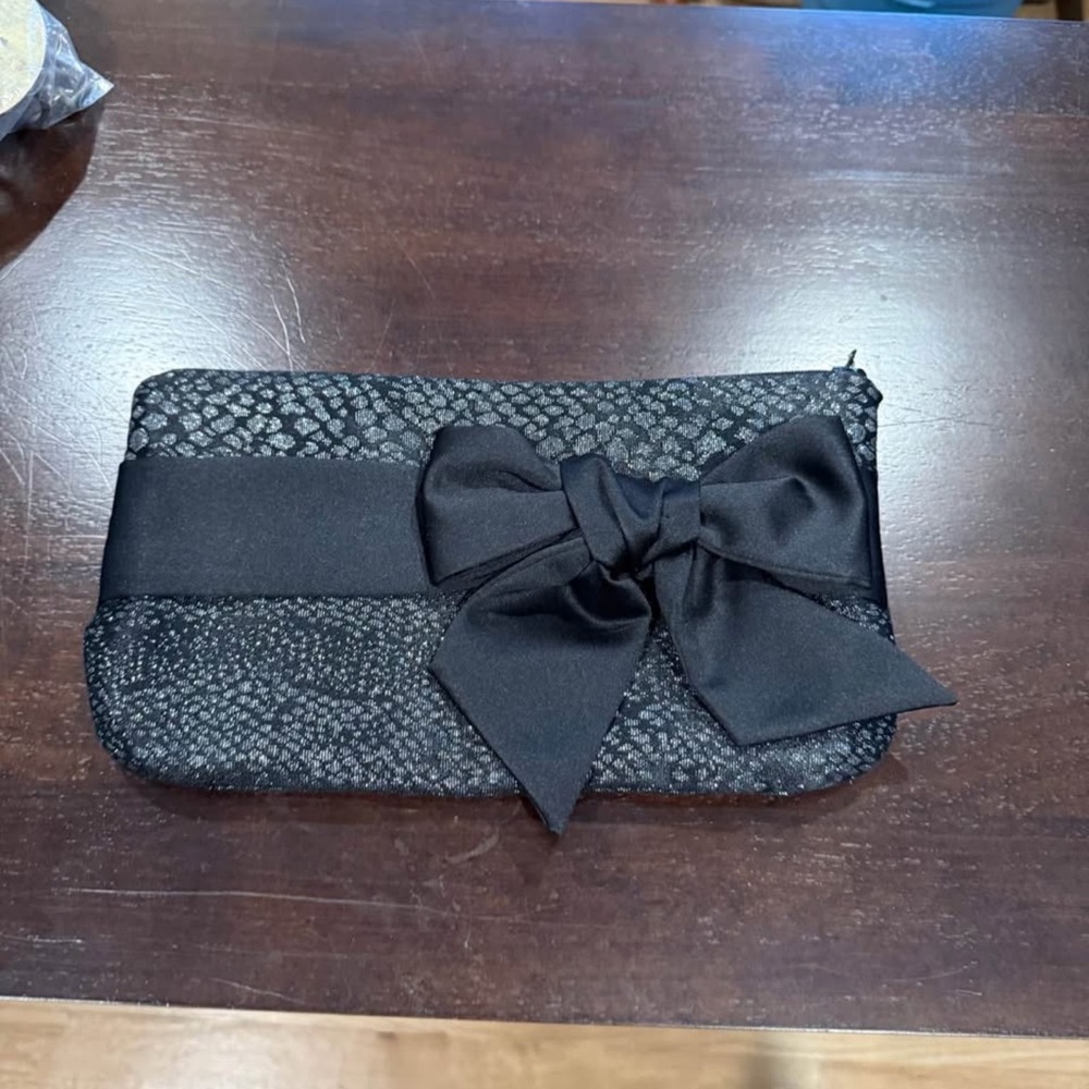 Elegant Black Clutch with Bow